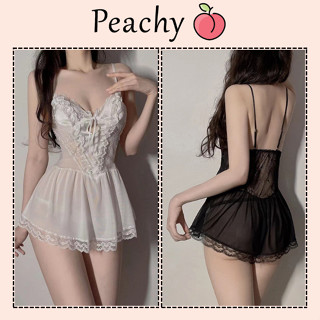  Váy ngủ sexy ren xuyên thấu cợt nơ đáng yêu quyến rũ đầm tiểu thư 2 dây dáng xòe siêu xinh gợi cảm PEACHY P121 