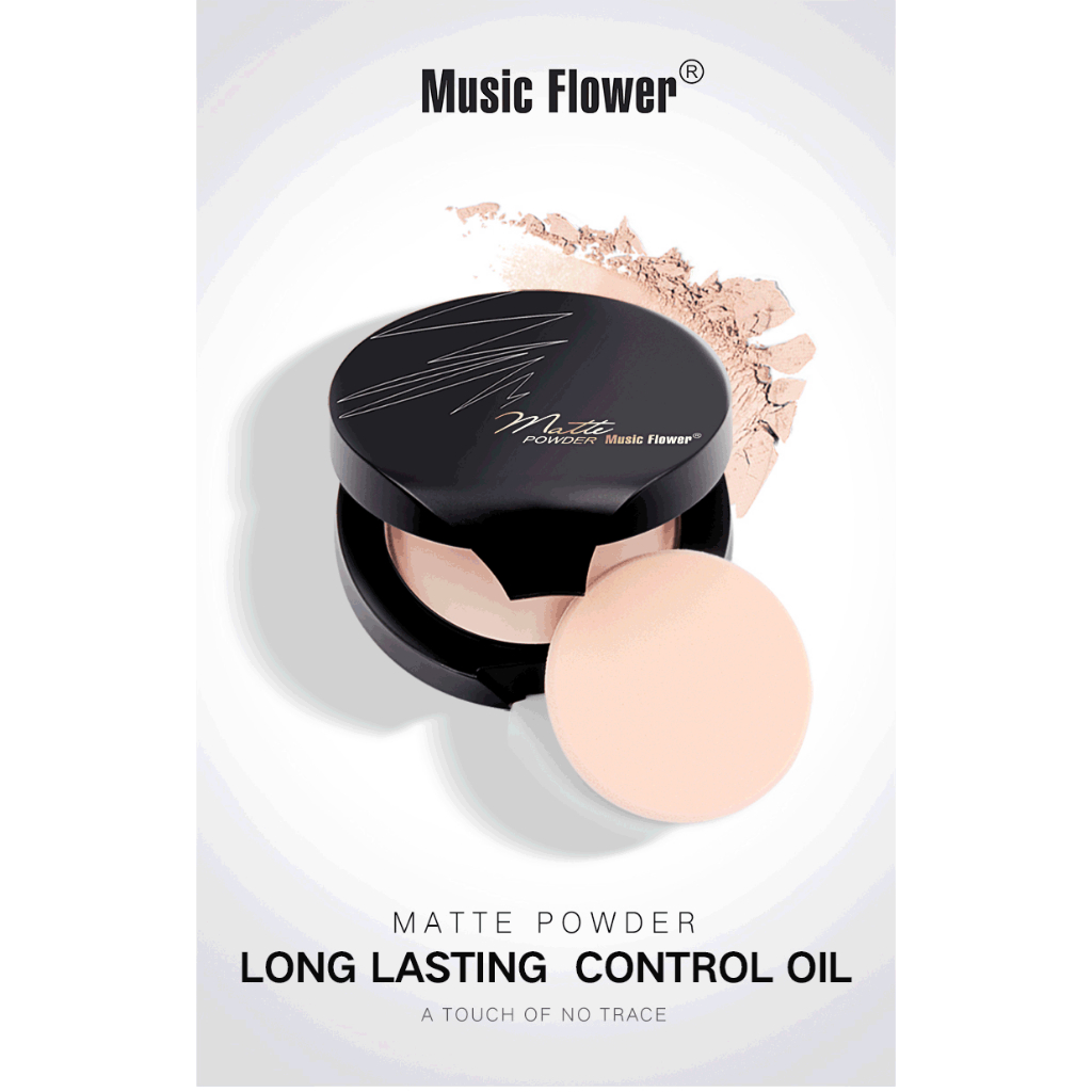6021-MUSIC FLOWER Phấn phủ nén khô siêu mịn kiềm dầu chống nước Music flower