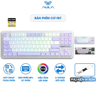 Bàn phím cơ 3 Mode kết nối AULA F87 Hỗ trợ Hotswap Trục Gasket Mount LED RGB Keycap PBT - Chính Hãng