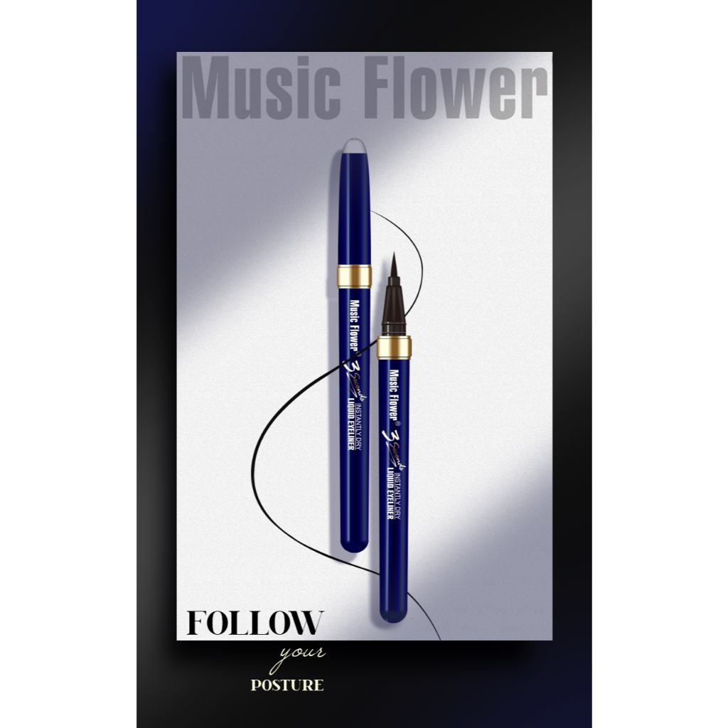 4091 MUSIC FLOWER-Kẻ mắt nước siêu mảnh siêu lì chống nước chống trôi Music flower