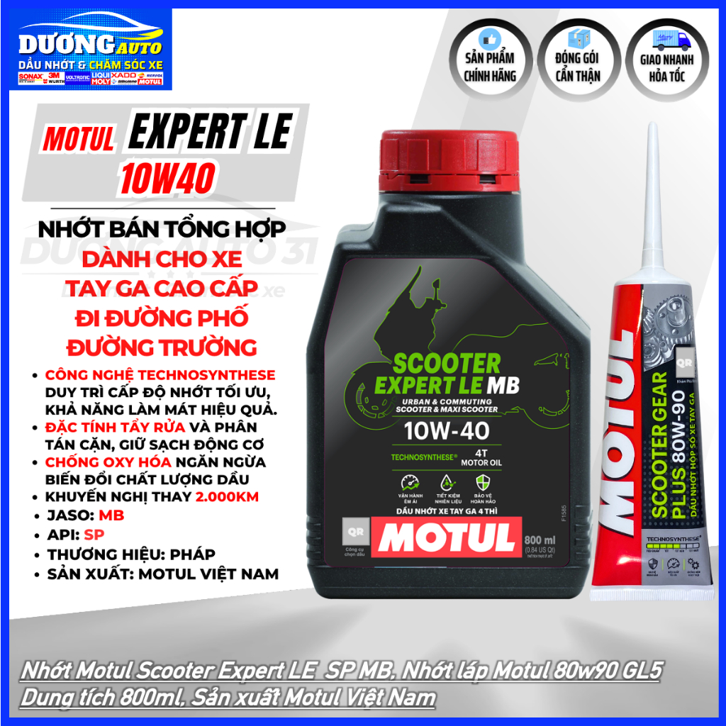 Nhớt xe tay ga Motul Scooter Expert LE 10w40 800ml API SP Jaso MB , Motul scooter expert le 10w40 - 