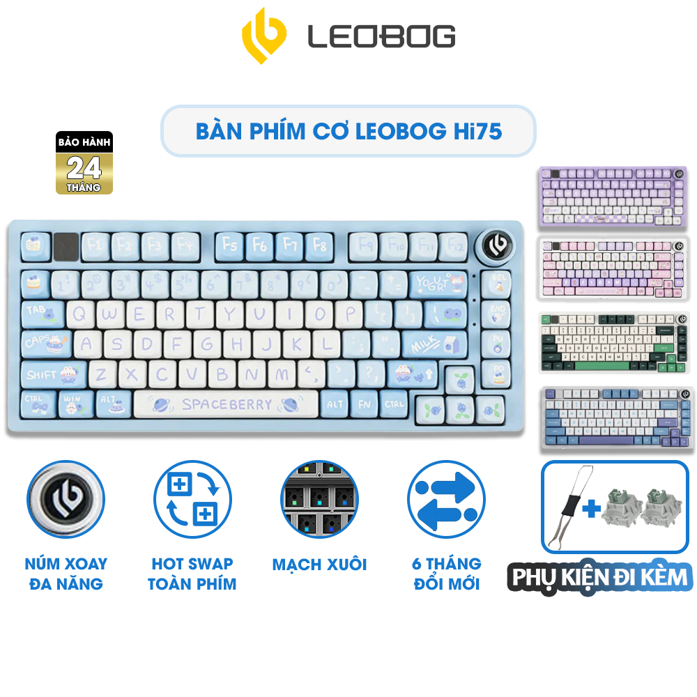Bàn Phím Cơ Có Dây LEOBOG Hi75 Gaming Led RGB Có Hotswap Có Núm Vặn Đa Năng Mạch Xuôi Chính Hãng | BigBuy360 - bigbuy360.vn