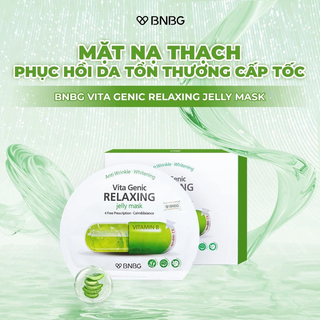 Combo 10 Miếng XANH LÁ Mặt Nạ BNBG Hỗ Trợ Phục HồI, Làm Dịu Da BNBG Vita Genic Relaxing Jelly Mask 3