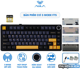 Bàn Phím Cơ 3 Mode 75% AULA F75 Không Dây Hotswap Kết Nối Bluetooth USB 2.4G Có Núm Vặn Đa Năng