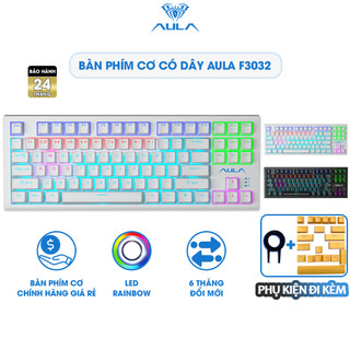  Bàn Phím Cơ Có Dây 87 Phím AULA F3032 Gaming Led Rainbow 5 Pin Chơi Game Giá rẻ Chính Hãng 