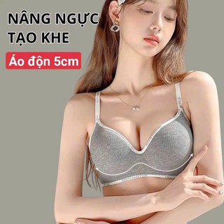 Áo Lót Nữ Đúc Su Độn 5CM Không Gọng Mềm Mại Thoải Mái Nâng Đẩy Vòng 1, Áo Ngực Đệm Dày Tạo Khe Cao Cấp