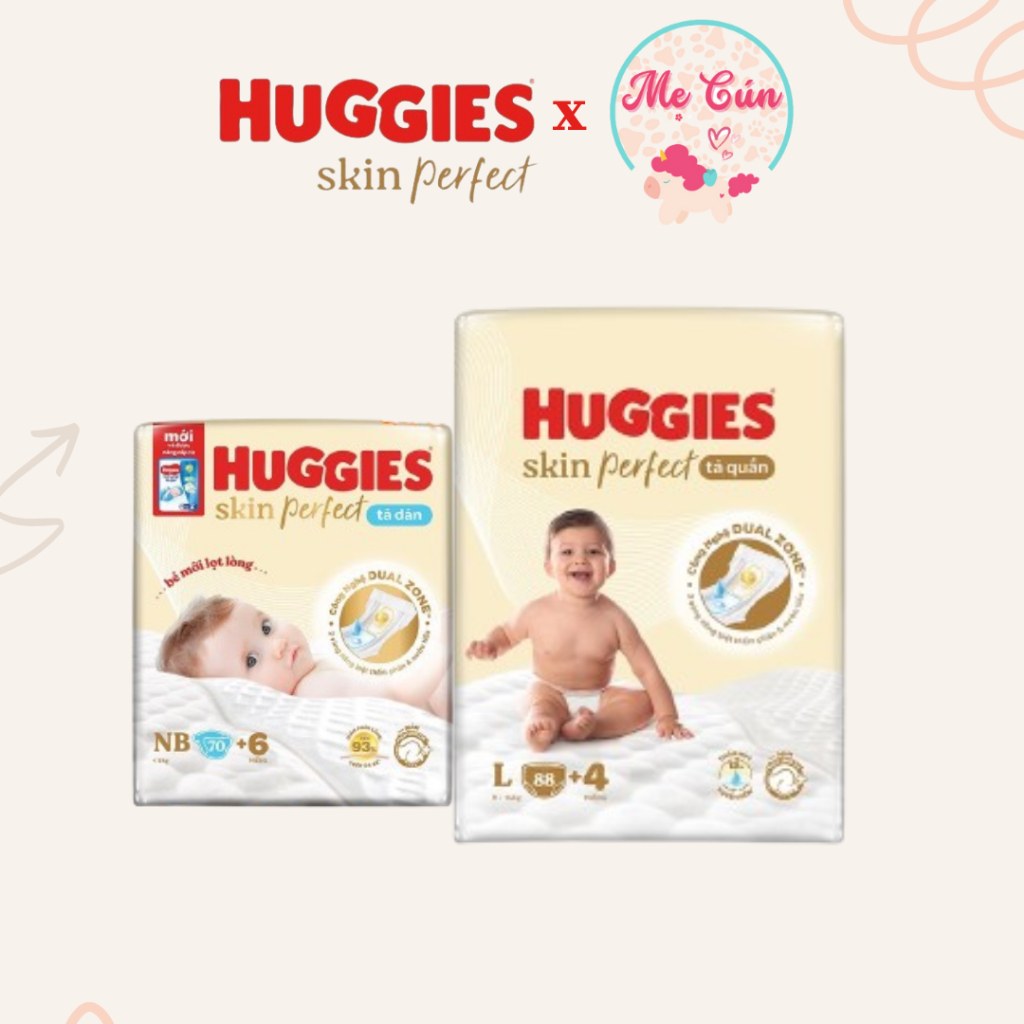 TÃ DÁN, TÃ QUẦN HUGGIES SKIN PERFECT NB70, S54, M98+4, L88+4, XL72+4, XXL64+4 MẪU MỚI Cho Bé