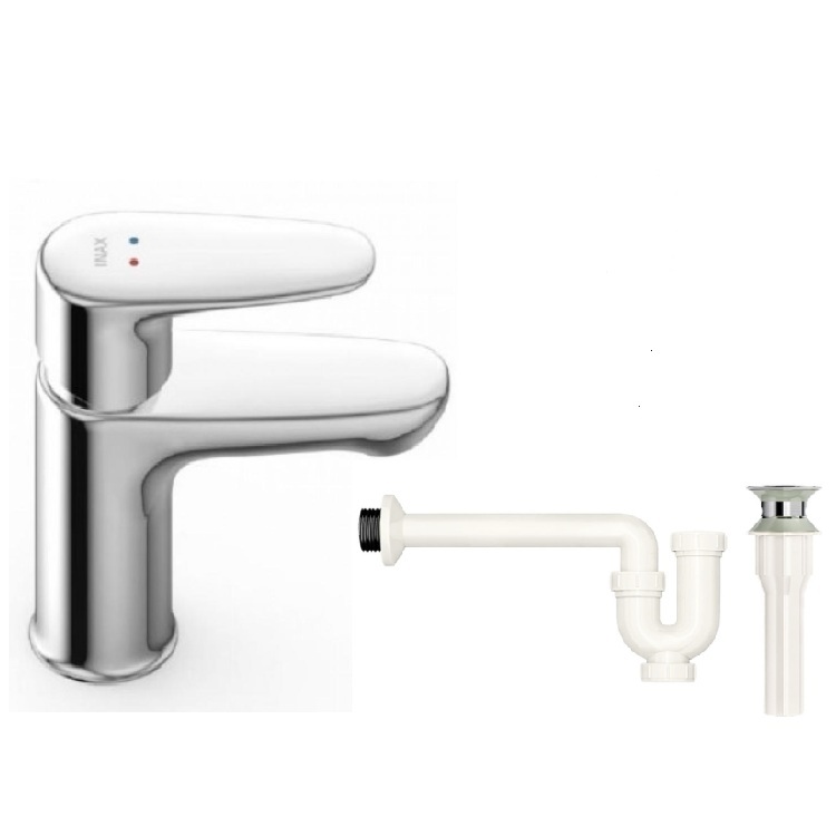 Combo Vòi rửa lavabo Nóng Lạnh + bộ xi phông xả thải Chính hãng Inax LFV-1112S + A-325PS