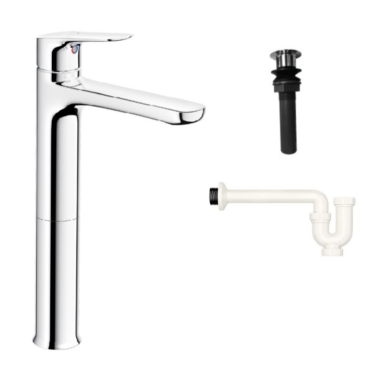 Combo Vòi rửa lavabo Nóng Lạnh lắp bàn đá +đuôi xi phông xả thải Chính hãng Inax LFV-1402SH +A-325PL