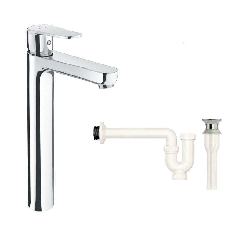 Combo Vòi rửa lavabo Nóng Lạnh lắp bàn đá + bộ xi phông xả thải Chính hãng Inax LFV-2012SH + A-325PS