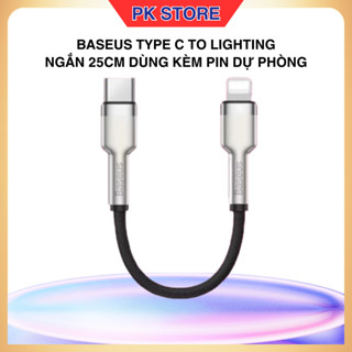 Dây dù sạc nhanh 20W BASEUS ngắn 25Cm Type C to Lighting Max 30W dùng Pin dư Phòng Tiện dụng PKStore