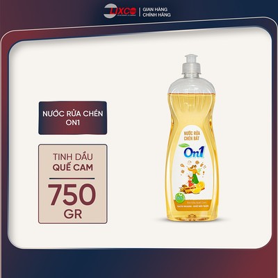 Nước rửa chén bát On1 tinh dầu quế cam siêu sạch bóng vết dầu mỡ, khử mùi tanh chai 750g & can 1.4kg - Lixco Việt Nam