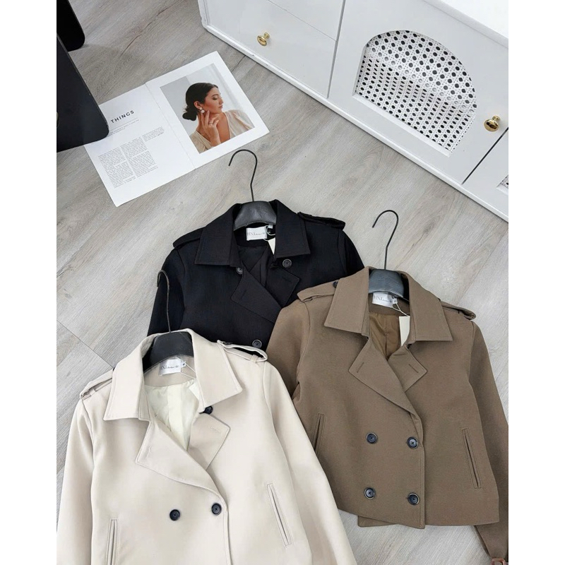 (A.02 Hàng Sẵn Loại 1): Áo Khoác Mangto Cổ Vest Có Đệm Vai 2 Hàng Cúc Dáng Ngắn 3 Màu - Ảnh Thật Lollaye | BigBuy360 - bigbuy360.vn
