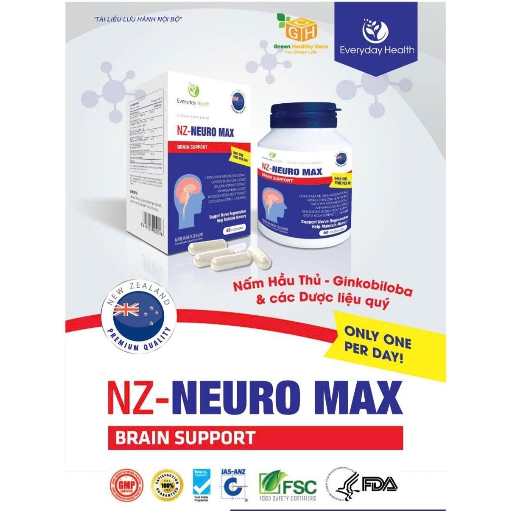 Viên Uống ZN- NEURO MAX - Nhập khẩu New Zealand - Giúp tăng khả năng tập trung ghi nhớ- giảm mất ngủ