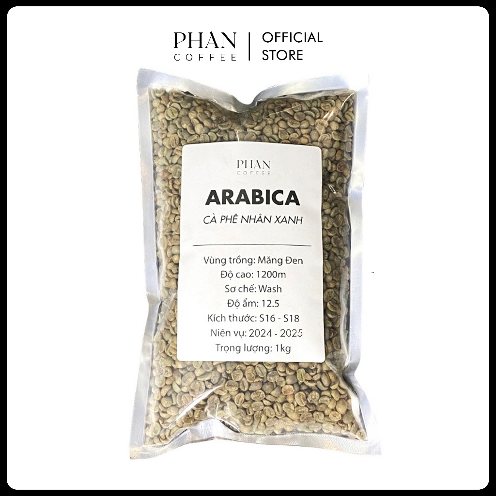 1kg Cà phê nhân xanh Arabica sơ chế Wash S18 tỉ lệ chín 100% nhân sống chưa rang - Phan Coffee