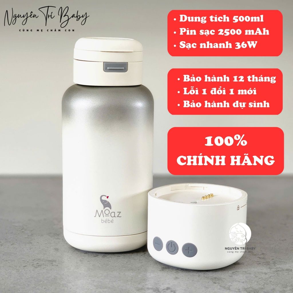 Bình đun nước du lịch cầm tay Moaz bebe MB114 dung tích 500ml bảo hành chính hãng 12 tháng