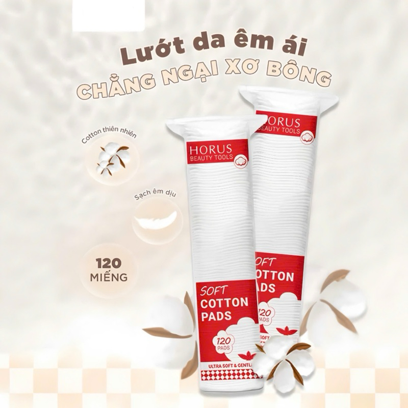 Bông tẩy trang mềm mại, tẩy trang nhẹ nhàng Horus Soft Cotton Pads 120 miếng