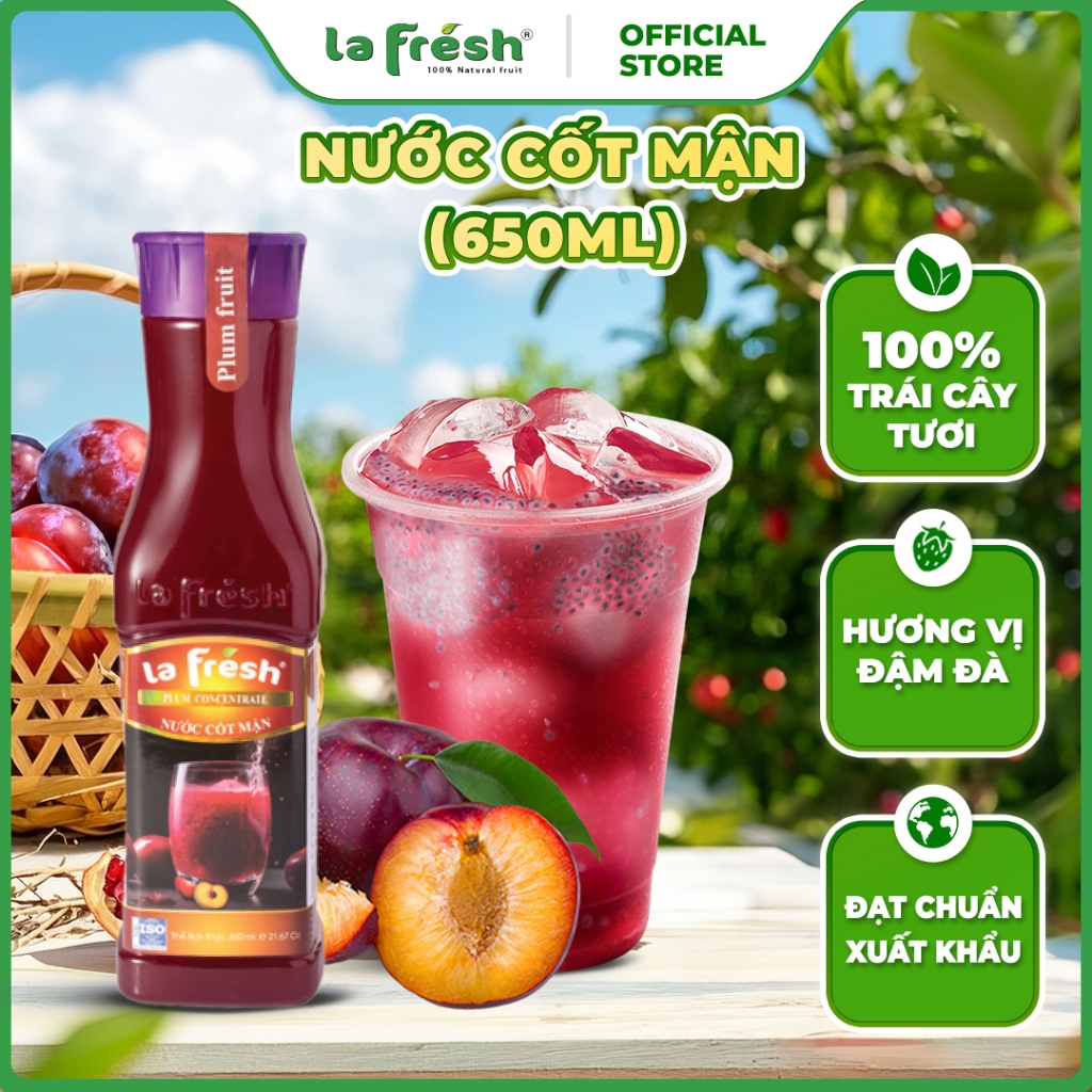 Nước Cốt Mận LaFresh Đà Lạt 650ml – Nguyên Liệu Pha Chế Trà Trái Cây, Nước Ép Cho Quán Cafe