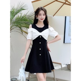 ĐẦM NỮ TÙNG A UMI 1 LỚP  DỰ TIỆC KHOÉT VAI SANG CHẢNH XINH XẮN (KHÔNG KÈM TAG ĐÁ VAI)