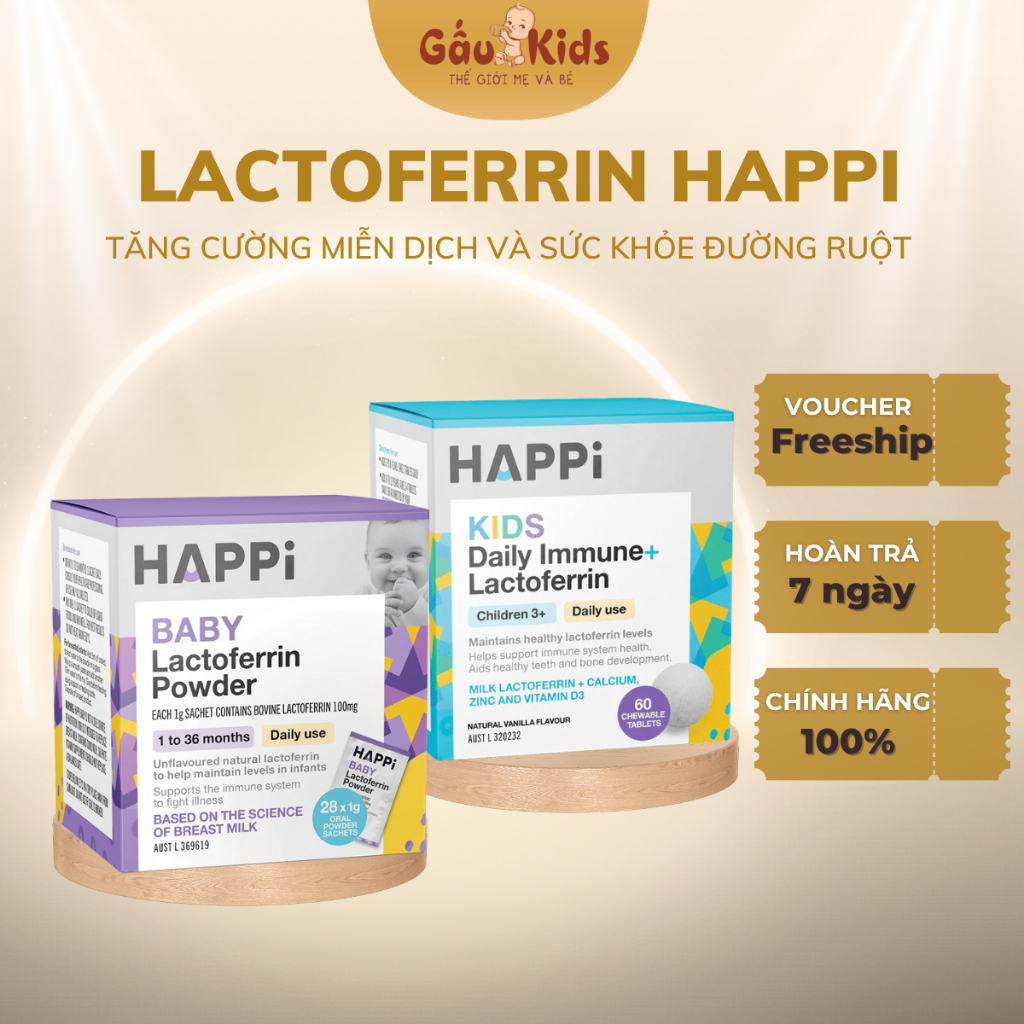 Sữa Bột HAPPI Lactoferrin Baby & Kids , Hỗ Trợ Tăng Cường Miễn Dịch, Phát Triển Cho Trẻ - Gaukids