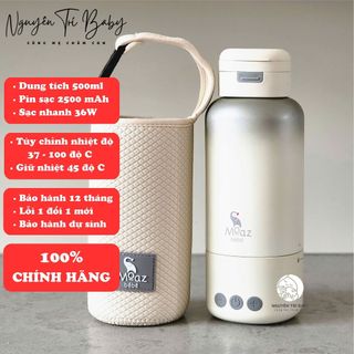   TẶNG TÚI VẢI  Bình đun nước di động Moaz Bebe MB114 – Dung tích 500ml 6 mức nhiệt giữ ấm 45°C pin sạc tiện lợi 