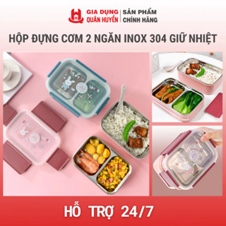 CÀ MEN CƠM 2 TẦNG, HỘP ĐỰNG CƠM 2 NGĂN VĂN PHÒNG, HỌC SINH LÕI INOX 304 GIỮ NHIỆT CAO CẤP 5831