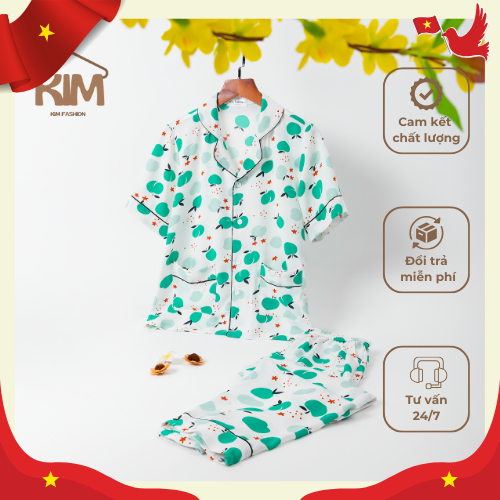 [CHÀO MỪNG NGÀY QUỐC KHÁNH VIỆT NAM] Pyjama lụa mango họa tiết - KIM Fashion - FS02
