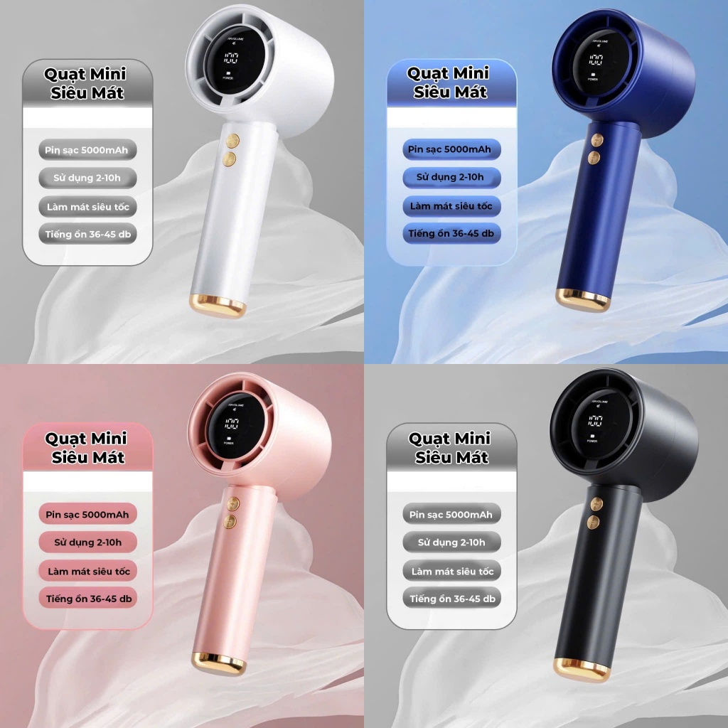 Quạt mini cầm tay M2 - N68 PIN 5000mAh di động màn hình hiển thị pin có thể sạc gió mạnh 100 tốc độ 