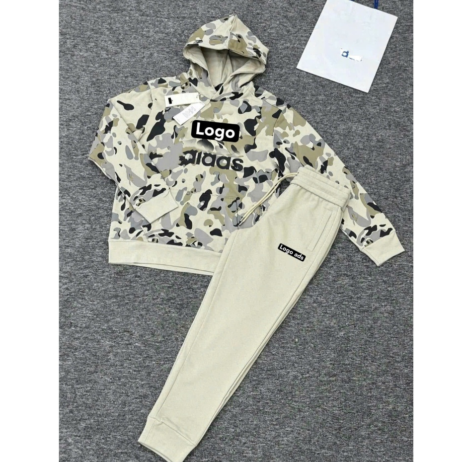 99K SIÊU SALE CUỐI NĂM Bộ Dài Tay Thu Đông Vân Nổi Đát Vân Rằn Ri Chất Nỉ Cotton Có Mũ 2 Lớp