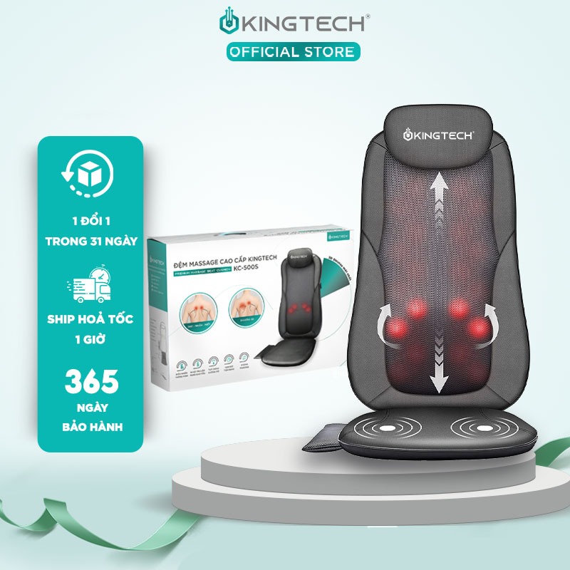 Đệm Massage KINGTECH KC-500S - Mát Xa Lưng 3D Chuyên Sâu Dùng Trên Ghế, Kết Hợp Tính Năng Nhiệt Hồng Ngoại - Chính Hãng