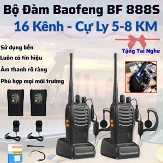 Bộ đàm Baofeng bf 888s - tặng 2 tai nghe - 2 đàm cầm tay tầm xa mini sạc pin-Bảo hành 12 tháng