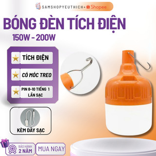   Hàng MỚI  Bóng Đèn LED Tích Điện 150W Siêu Sáng  3 Chế Độ Sạc USB Pin 18650 Dã Ngoại Cúp Điện 