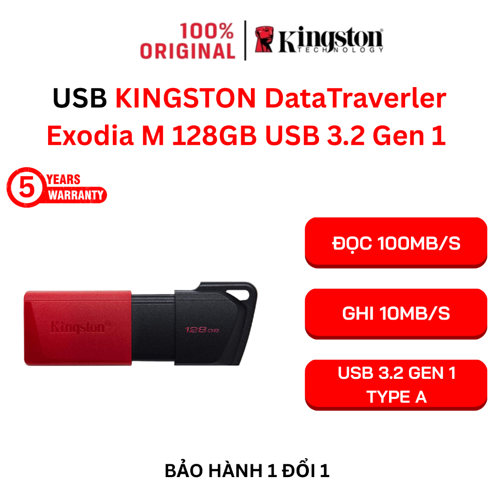 USB Kingston Flash DataTraveler Exodia M DTXM Tốc độ đọc 100mbs, tốc độ ghi 15mbs