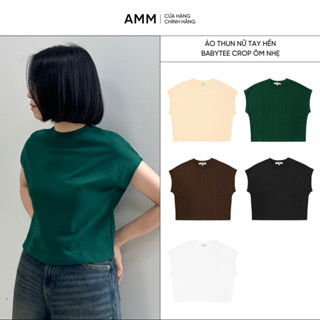 Áo Thun Nữ AMM Tay Hến Babytee Crop Ôm Nhẹ Basic Tối Giản Cotton Mềm Mại Mát WO-TS25S-CAS001