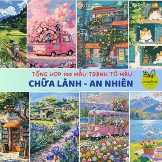 [HỎA TỐC] Tranh tô màu theo số, tranh số hóa CHỮA LÀNH - AN YÊN, đã căng khung 40x50cm