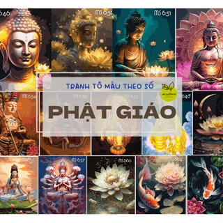 Tranh tô màu theo số tranh số hóa Phật Giáo kích thước 40x50cm đã căng khung - Kho SG ship toàn quốc