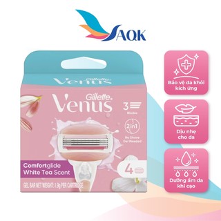 Lưỡi dao thay thế Gillette Venus Comfortglide White Tea Scent (set 4 cái) - Với gel dưỡng ẩm trà trắng, cho da mịn màng