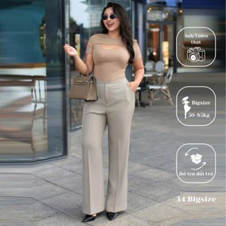  Quần tây bigsize ống loe 34QT013 34 Bigsize quần tây dài công sở cho nữ đi làm form chuẩn tôn dáng 