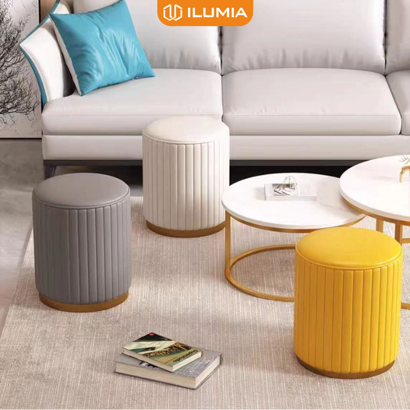 Ghế đôn sofa phòng khách, ghế bàn trang điểm bọc nỉ thương hiệu ILUMIA - GC45