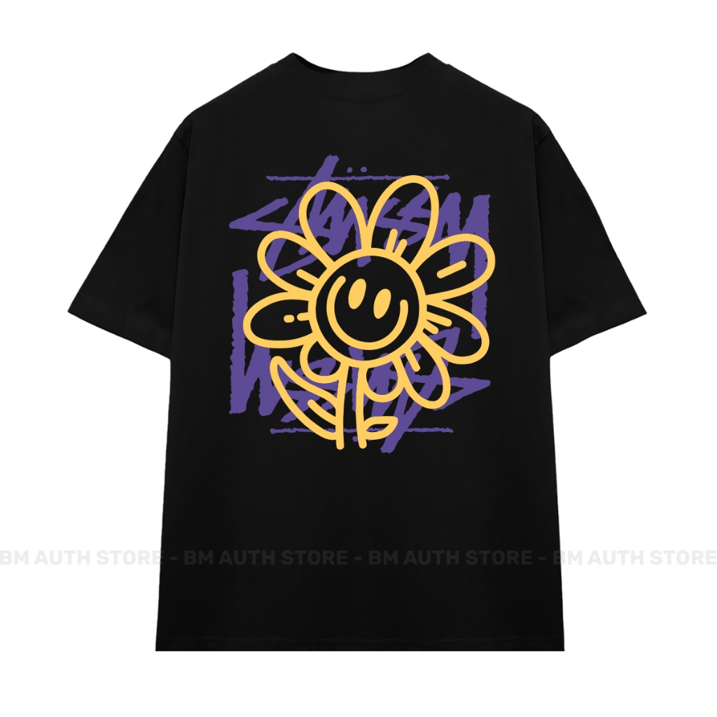 [HIGH QUALITY] Áo Thun Stu Happy Flower Cotton Cao Cấp Form Rộng - BM Authentic