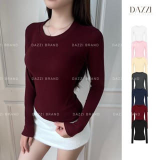  Áo thun nữ cổ tròn tay dài DAZZI BRAND,áo thun trơn nữ tay dài form ôm vải cotton lụa mềm mịn co dãn A019D 