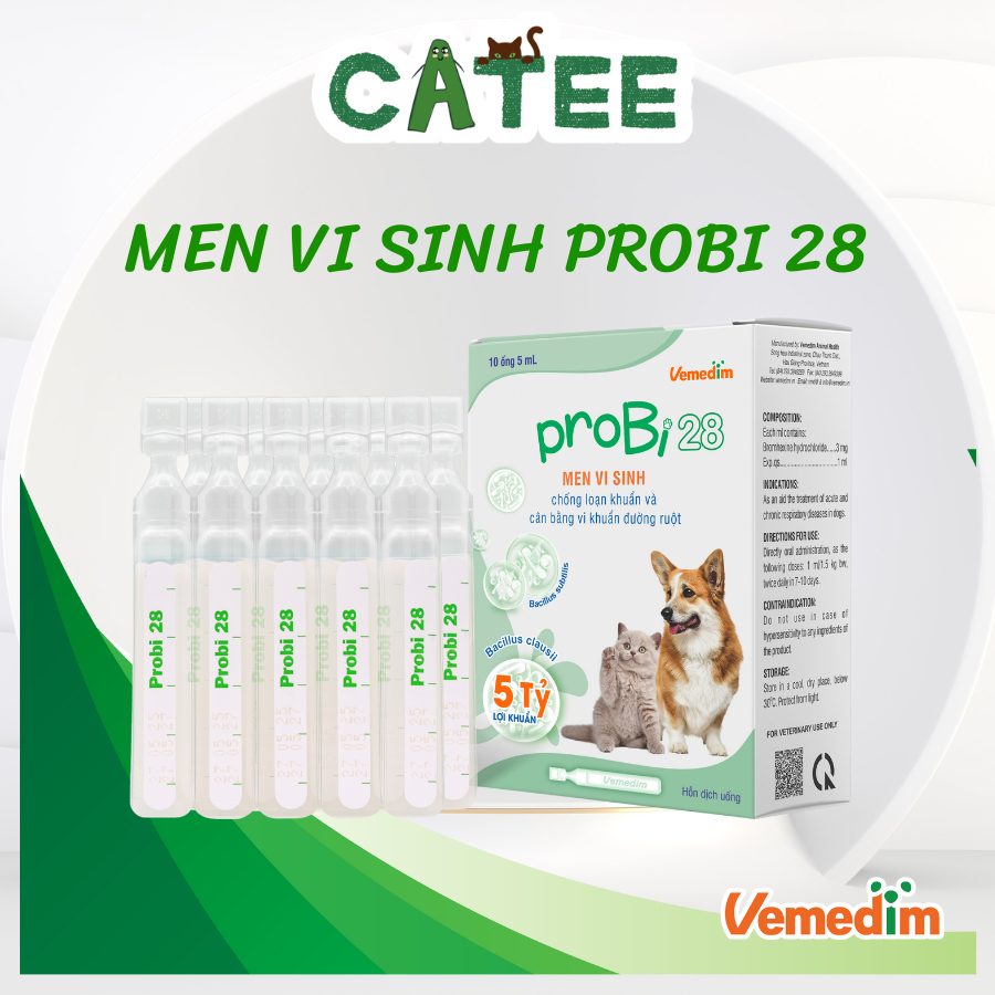 Men Vi Sinh Vemedim Cho Chó Mèo Probi 28 , Tăng Cường Hấp Thu Dinh Dưỡng 5ml