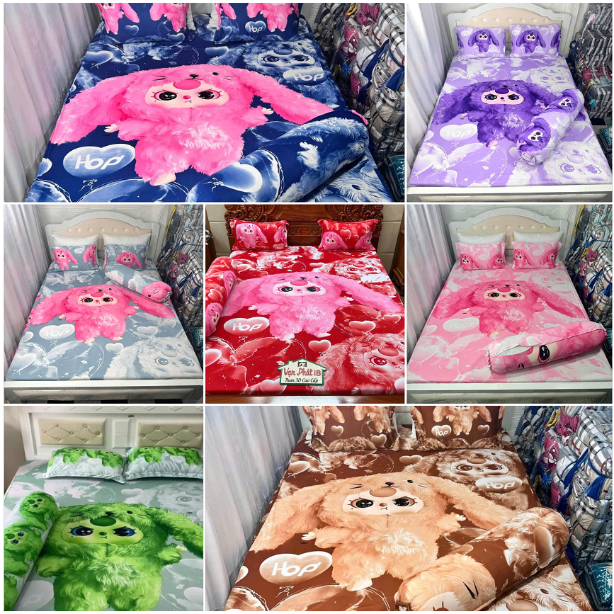 ga giường thun lạnh Hàn quốc BABY THREE (1 ga, 2 vỏ đầu. 1 vỏ ôm cột dây) HOANGHABEDDING