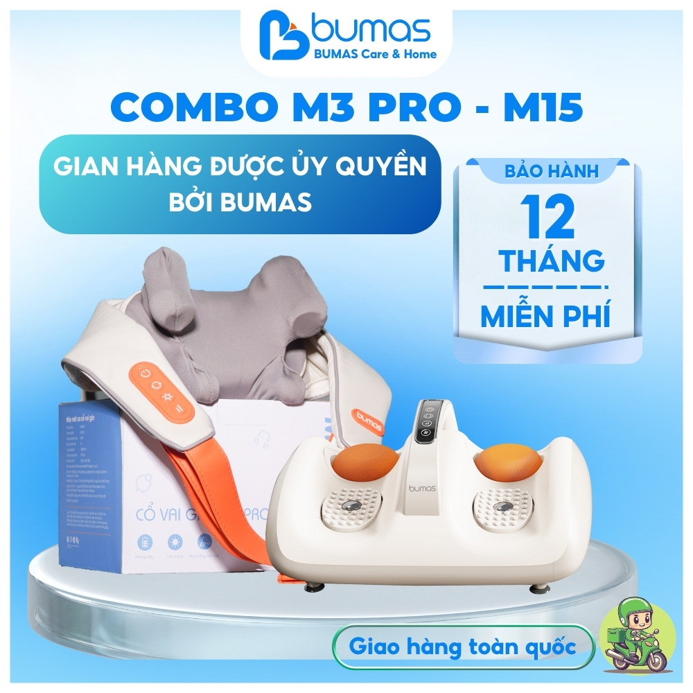 Combo Máy Massage Cổ Vai Gáy BUMAS M3 Pro và Máy Massage Bàn Chân BUMAS M15