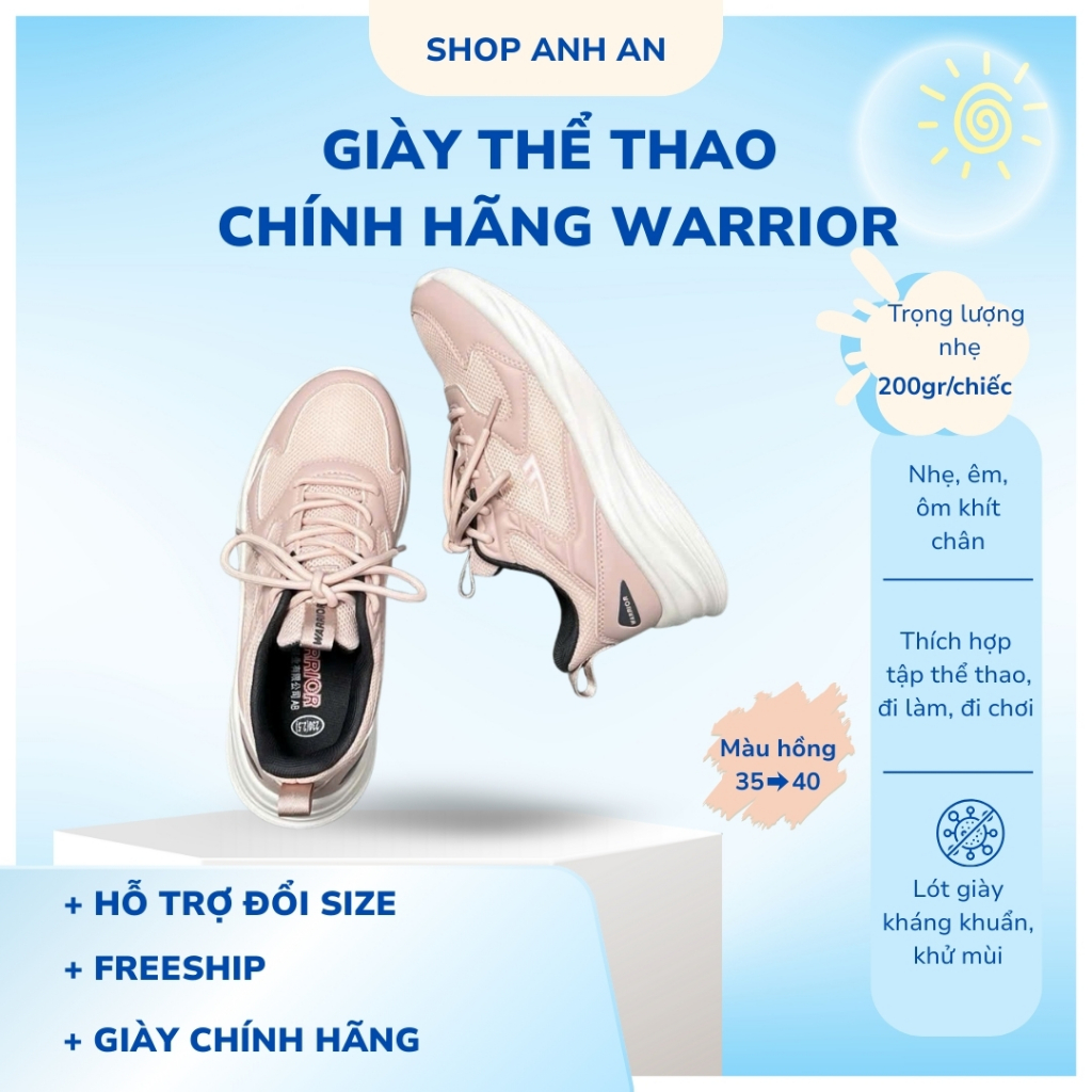 [NAM, NỮ] Giày thể thao nam, nữ chính hãng Warrior | Giày tập Pickleball, giày chạy siêu nhẹ