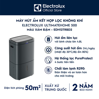 Máy hút ẩm kết hợp lọc không khí Electrolux UltimateHome 500 24L EDH12TRBD2 cho phòng 50m²