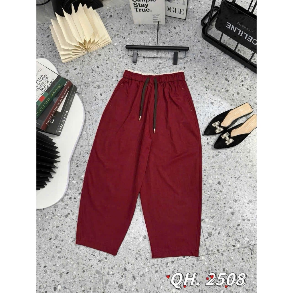 Quần Baggy Nữ Phối Cạp Vải Kaki Gió Lụa Loại Đẹp Mềm Mát Không Nhăn Lưng Cao MA109 | BigBuy360 - bigbuy360.vn