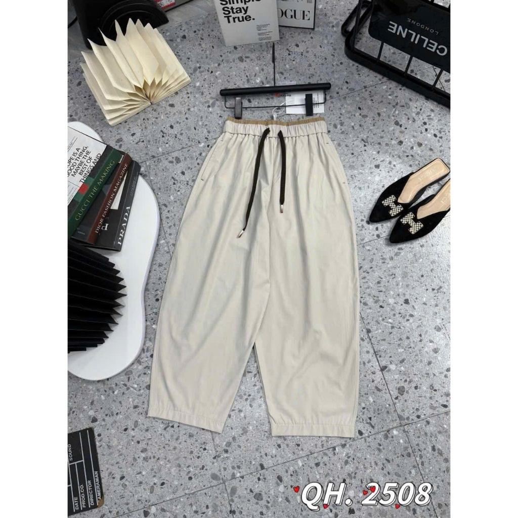 Quần Baggy Nữ Phối Cạp Vải Kaki Gió Lụa Loại Đẹp Mềm Mát Không Nhăn Lưng Cao MA109 | BigBuy360 - bigbuy360.vn