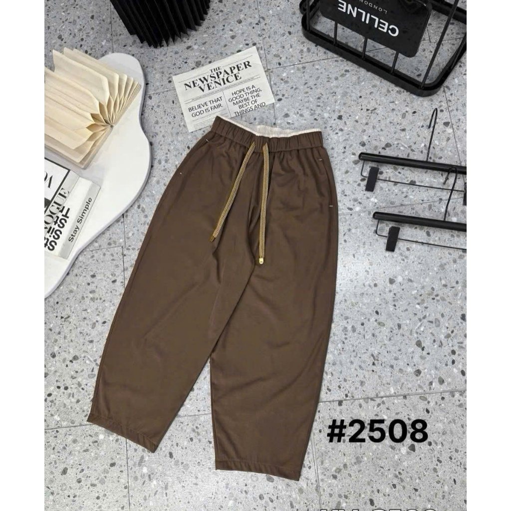 Quần Baggy Nữ Phối Cạp Vải Kaki Gió Lụa Loại Đẹp Mềm Mát Không Nhăn Lưng Cao MA109 | BigBuy360 - bigbuy360.vn