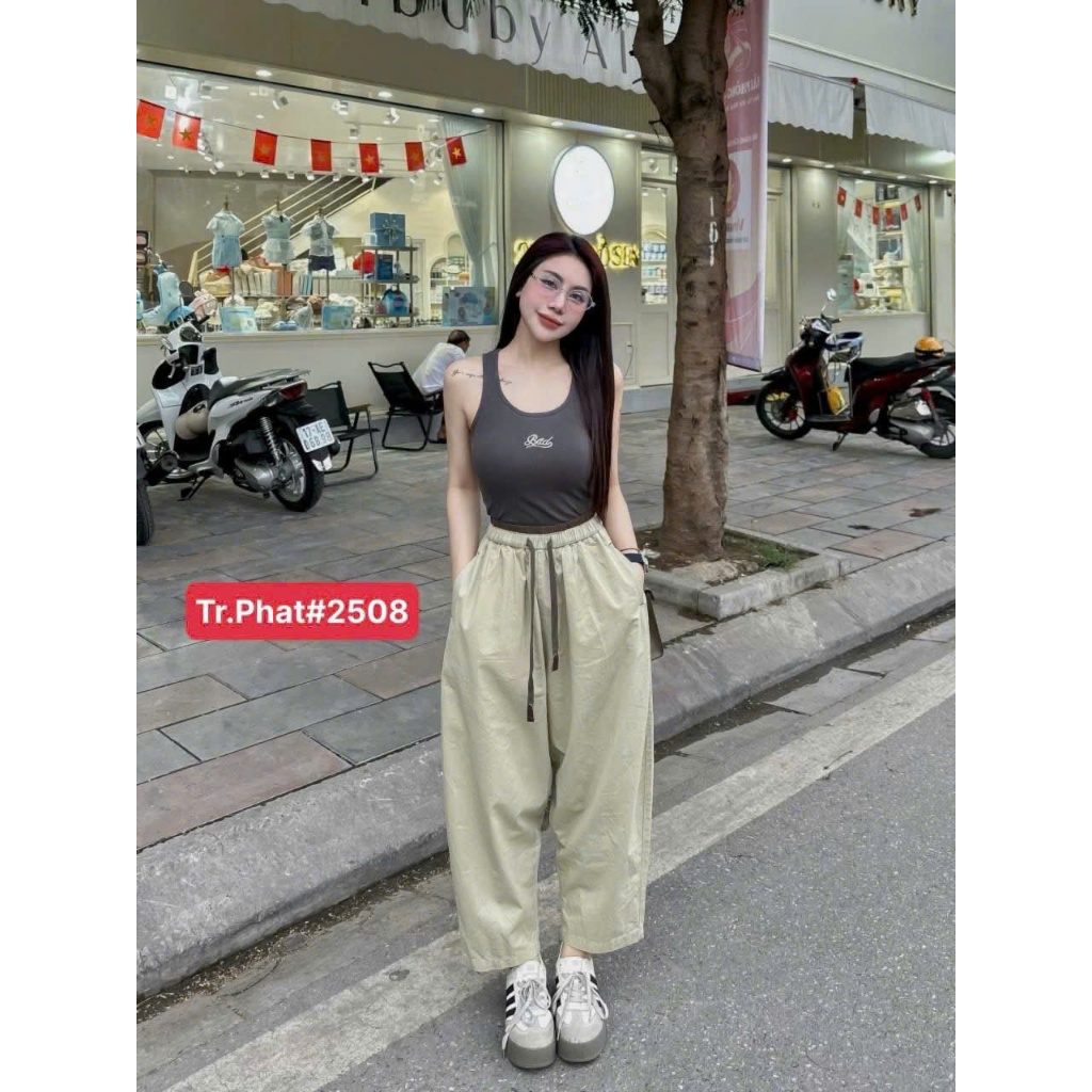 Quần Baggy Nữ Phối Cạp Vải Kaki Gió Lụa Loại Đẹp Mềm Mát Không Nhăn Lưng Cao MA109 | BigBuy360 - bigbuy360.vn